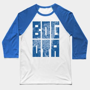 Bogota, Colombia City Map Typography - Blueprint Baseball T-Shirt